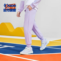 乔丹QIAODAN童装女童裤子运动裤儿童长裤2024秋装宽松大童轻薄针织裤 【PINK PINK】凌霄紫 150cm