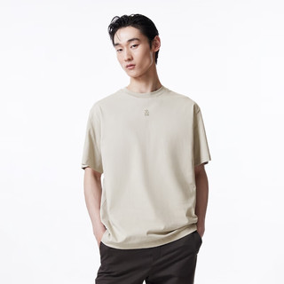 杰克·琼斯（JACK&JONES）新宽松纯棉舒适简约时尚胸前肌理感字母胶印短袖T恤男款224201058 伦敦雾C02 常规 伦敦雾C02 175/96A/M