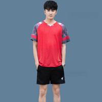 蝴蝶球衣乒乓球运动服 乒乓球服男羽毛球服运动套装男短袖上衣速干裤裙 A5122红色 男款套装 M