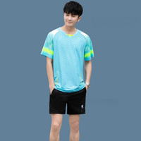 蝴蝶球衣乒乓球运动服 乒乓球服男羽毛球服运动套装男短袖上衣速干裤裙 A5122绿色 男款套装 更大码