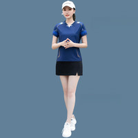 蝴蝶球衣乒乓球运动服 乒乓球服男羽毛球服运动套装男短袖上衣速干裤裙 B5122-宝蓝 女黑色裤裙套装 M
