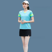 蝴蝶球衣乒乓球运动服 乒乓球服男羽毛球服运动套装男短袖上衣速干裤裙 B5122-绿色 女黑色裤裙套装 XXXL