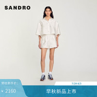 SANDRO2024早秋女装法式优雅光泽感钻饰系带短裤SFPSH00388 10/白色 38