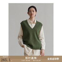旅途原品（ltyp）马甲女经典百搭羊毛V领背心夏季显瘦黑色针织马甲-知己 苔藓绿 -  M(160cm)