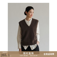 旅途原品（ltyp）马甲女经典百搭羊毛V领背心夏季显瘦黑色针织马甲-知己 焦糖棕 -  M(160cm)