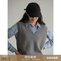 旅途原品（ltyp）马甲女经典百搭羊毛V领背心夏季显瘦黑色针织马甲-知己 巴黎灰 -  L-XL(170cm)