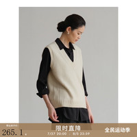 旅途原品（ltyp）马甲女经典百搭羊毛V领背心夏季显瘦黑色针织马甲-知己 棉羊白- L-XL(170cm)
