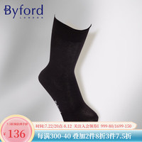BYFORD男士袜子棉针织高筒袜意大利产商务丝光棉绅士长袜高档939I 黑色 F