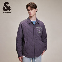 杰克·琼斯（JACK&JONES）秋冬舒适翻领字母简约时尚短款轻薄鸭绒羽绒服男衬衫式夹克外套男 E36 葡萄紫 165/88A/XS