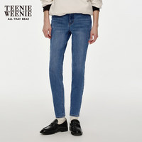TEENIE WEENIE 小熊2024年蜜桃臀修身牛仔裤女 中蓝色 160/S