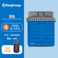 KingCamp睡袋双人户外露营保暖睡袋睡袋室内午休睡袋可搭配气床 KS3139蓝 3.2KG【适宜6~12℃】可拼垫子