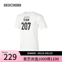 斯凯奇（Skechers）夏季男子圆领短袖简约百搭潮流P324U034 亮白色/0019 S