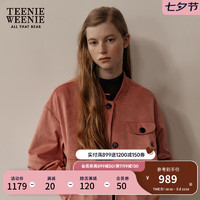 Teenie Weenie小熊2024秋季复古老钱风休闲麂皮短款夹克外套女 浅粉色 160/S