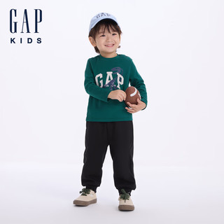 Gap【大小童同款】男童2024秋季抓绒针织裤束脚卫裤641850 黑色 90cm(1-2岁) 亚洲尺码