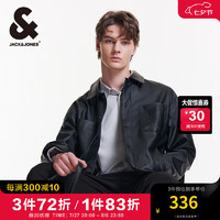 杰克·琼斯（JACK&JONES）男装秋季宽松皮衣舒适简约时尚纯色潮流休闲外套短款上衣PU夹克男 E40 黑色 190/108A/XXL