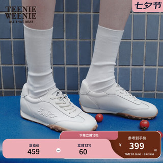 Teenie Weenie小熊2024夏季拼色刺绣休闲阿甘德训鞋舒适平底女 象牙白 38