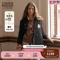 Teenie Weenie小熊2024秋季学院复古西装毛呢外套女 深卡其色 165/M