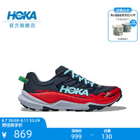 HOKA ONE ONE 男女款夏季托伦特4越野跑步鞋TORRENT 4竞速减震耐磨 暴风蓝/鲜红色-男 40.5