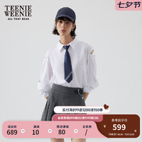 Teenie Weenie【赠领带】小熊2024年早秋短款长袖衬衫白色衬衣 白色 165/M