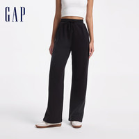Gap女装2024秋季新款松紧腰纯色针织卫裤宽松运动简约长裤634055