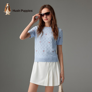 Hush Puppies【商场同款】暇步士女装夏季弹力舒适短袖圆领衫 浅水蓝