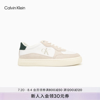 Calvin Klein Jeans24秋季男士ck复古撞色拼接印花休闲运动鞋板鞋YM01100 01U-月光白/深松绿 40