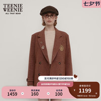 Teenie Weenie小熊2024秋季学院复古西装毛呢外套女 粉色 160/S