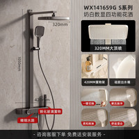 心海伽蓝（SHKL）奶油风白色花洒套装淋浴浴室家用钢琴键淋雨沐浴器花晒头喷头S2 简易枪灰