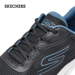 斯凯奇（Skechers）夏季女鞋缓震回弹跑步鞋耐磨休闲运动鞋129501 黑色/蓝色/BKBL 35.5