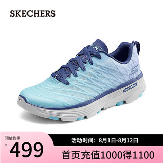 斯凯奇（Skechers）2024年夏季女鞋缓震跑步鞋运动鞋129347 蓝色/湖绿色/BLAQ 35