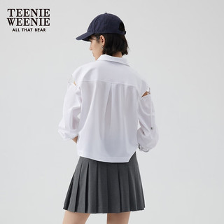 Teenie Weenie【赠领带】小熊2024年早秋短款长袖衬衫白色衬衣 白色 170/L