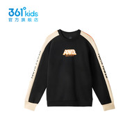 361°361度童装男童套头卫衣2024年秋季中大童卫衣 经典黑 140
