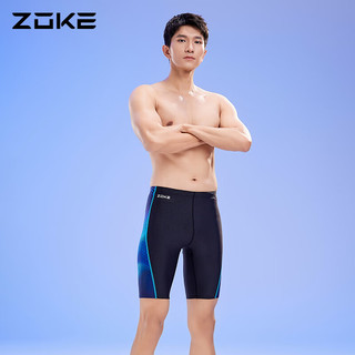 洲克（ZOKE） 泳裤男平角防氯专业竞赛游泳训练男士泡温泉防尴尬游泳裤 黑兰花 M