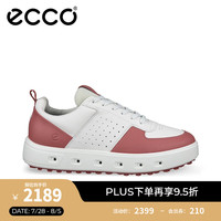 爱步(ECCO) 板鞋女 24年夏季简约百搭厚底牛皮休闲鞋 街头110703 白色/暗粉红11070361037 39