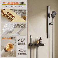 惠达（HUIDA）淋浴花洒全套59A铜主体家用增压钢琴键置物简易无顶喷洗澡花洒 枪灰【恒温款】精铜水路TC100