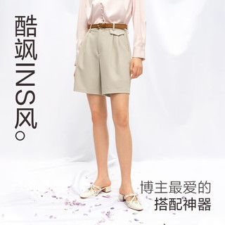 YANXUAN 网易严选 微弹高腰显瘦短裤女，2023夏新款 浅米驼*短裤 S(160/64A)