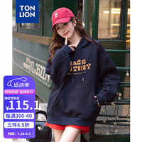 唐狮 TONLION2024早秋连帽卫衣女美式胶印套头衫TB 藏青 L