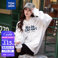 唐狮 TONLION2024早秋连帽卫衣女美式胶印套头衫TB 雾灰 XL