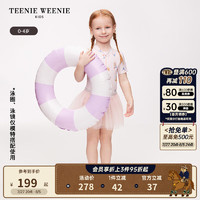 Teenie Weenie Kids小熊童装24夏季UPF50+防晒女宝宝连体泳衣 粉色 100cm