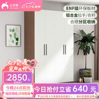 RED APPLE 红苹果 组装大衣柜卧室家用简约2/3门收纳衣橱R9224 棕橡丨四门衣柜