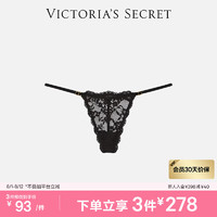 VICTORIA'S SECRET 性感蕾丝可调节细带V字形低腰不包臀女士内裤 54A2黑色 11254814 M