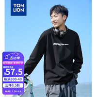 唐狮 TONLION2024早秋长袖T恤男虚幻字母印花圆领长袖T恤TB 黑色 L