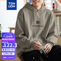 唐狮 TONLION2024秋装男前胸文字绣花连帽卫衣TB 深黄灰 L