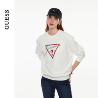 GUESS 24年秋季女士经典三角logo休闲长袖卫衣-W4PP78K2Q45 G011-奶白色 S