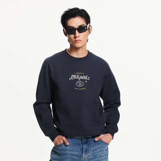 杰克·琼斯（JACK&JONES）男装秋冬舒适潮流时尚百搭胸前做旧印花字母装饰加绒卫衣男保暖 E39 藏蓝 195/112A/XXXL