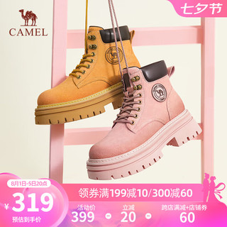 骆驼（CAMEL）女靴2024秋季厚底增高马丁靴休闲百搭工装靴 L24W076611粉色 36