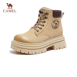 骆驼（CAMEL）女靴2024秋季厚底增高马丁靴休闲百搭工装靴 L24W076611杏色 39