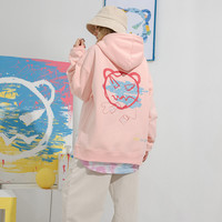 YEP 卫衣女宽松韩版春秋薄款爆款外套ins潮2022新款粉红色连帽上衣