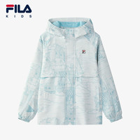 FILA斐乐童装儿童上衣2024秋季中大童男童连帽休闲梭织外套 满印一-ZA 165