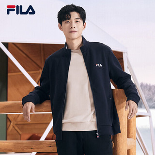 FILA 斐乐男子外套时尚基础休闲通勤立领针织上衣 传奇蓝-NV-补货 175/96A/L